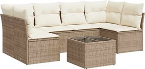 vidaXL 7 részes bézs polyrattan kerti ülőgarnitúra párnákkal
