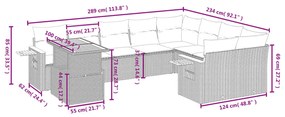 10 részes szürke polyrattan kerti ülőgarnitúra párnákkal