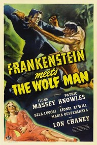 Illusztráció Frankenstein Meets Wolf Man