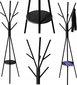 Tree Állvány Akasztós fekete matt Kabát 9 Karos