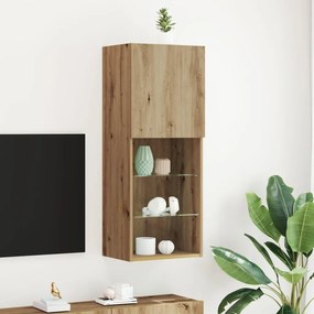 TV Szekrény LED Fénnyel, Műgyanta Tölgy 40,5x30x102 cm