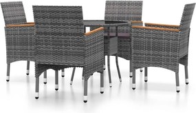 vidaXL 5 részes szürke polyrattan kerti étkezőgarnitúra