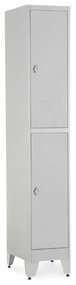 Fém szekrény - 2 doboz, 38 x 45 x 196,5 cm, helyreigazítással, lakathoz zár, világos szürke - ral 7035