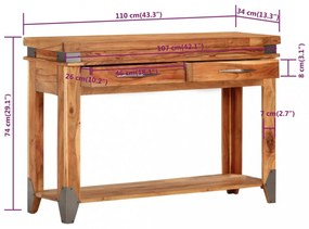 tömör akácfa tálalóasztal 110 x 34 x 74 cm