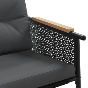 fekete acél kerti pad párnákkal 116 cm