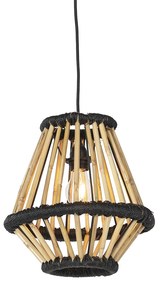 Keleti függőlámpa bambuszból feketével 32 cm - Evalin