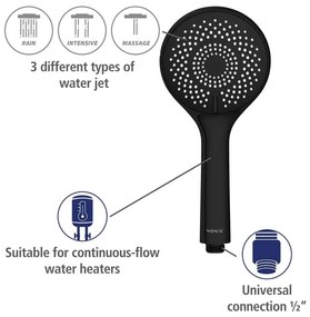 Fekete rozsdamentes acél zuhanyszett 70 cm Water Saving – Wenko