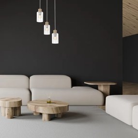 Csillár zsinóron MADERA 3xE27/60W/230V fehér/fa