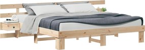 vidaXL Ágykeret fejtámlával Barna 200 x 200 cm Tömör fenyőfa