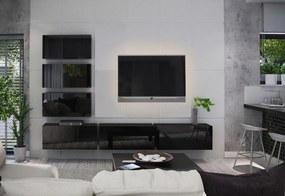 ELPASO 4 nappali fal + polcok, fekete/fekete magasfényű