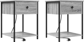 vidaXL Éjjeliszekrény 2 pcs Szürke Sonoma 42 x 41 x 56 cm Faanyag