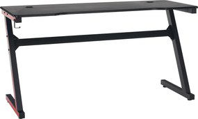 Gamer asztal/számítógépasztal, fekete/piros, MACKENZIE 140cm
