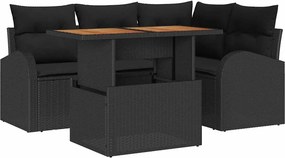 vidaXL Kerti Kanapé Szett párnával 5 pcs Fekete