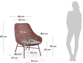 Abeli terrakotta színű kerti fotel - Kave Home