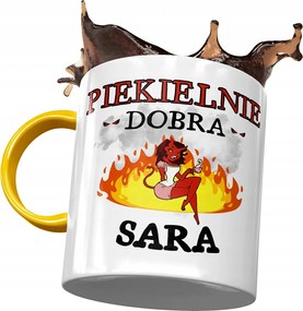 Sárga Bögre Sarah Feleség Barátnő Ajándék Nyomtatott Fotóval