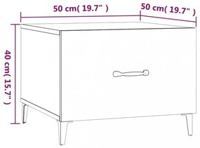 2 db magasfényű fehér dohányzóasztal fémlábakkal 50x50x40 cm