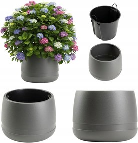 Antracit Kerti Virágtartó műanyag virágtartó betéttel teraszra erkélyre
