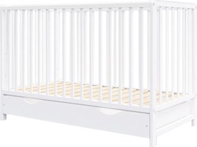 Dominik fiókos babaágy fehér 120x60 rágóka Eu szabvány