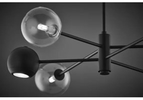 Jupiter 1995 - Csillár rúdon MOKA 3xGU10/10W/230V + 3xG9/10W/230V fekete/átlátszó