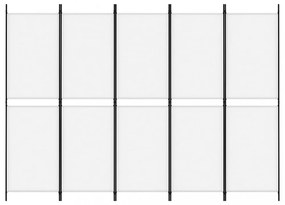 fehér 5 paneles paraván 250x180 cm szövet