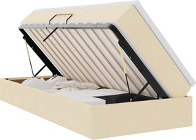vidaXL Ágy tárolóval és matraccal Krém 90 x 200 cm Poliészter