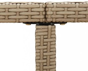 bézs polyrattan és üveg kerti asztal 109 x 107 x 74 cm