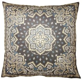 Textil párnahuzat 45x45cm, polyester, kék-barna szőnyegminta