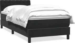vidaXL fekete bársony rugós ágy matraccal 80x220 cm