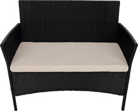 Kerti 4 részes rattan szett, fekete/bézs, RATANA