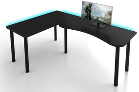 L sarok számítógépasztal, 200/135x73-76x65, fekete, bal