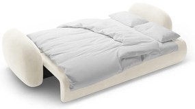 Krémszínű bársony kinyitható-tárolóhelyes kanapé 262 cm Tonale – Cosmopolitan Design