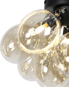 Okos mennyezeti lámpa fekete borostyánszínű üveggel, 3 izzós, 3 Wifi G9-es izzóval - Uvas