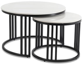 Dohányzóasztal szett Fehér márvány/Fekete Színben. JERRY