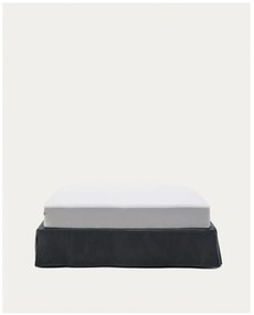 Antracitszürke kárpitozott franciaágy 150x190 cm Jaira – Kave Home