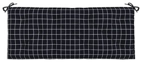 fekete kockás szövet kerti padpárna 120 x 50 x 7 cm