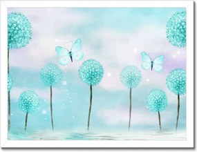 Poszterek keretben 40x30 Pillangók Türkiz világ