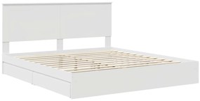 vidaXL Tárolós Ágy fejtámlával fiókkal Fehér 200 x 200 cm Faanyag