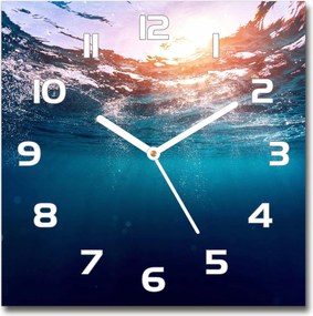 Csendes üveg falióra Víz alatti világ 30x30