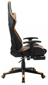 fekete és narancssárga műbőr gamer szék lábtámasszal