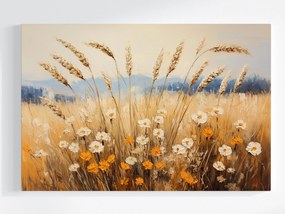 Vászonkép Canvas Tájkép Falu Mező Rét Kalász Gabona Virágok Nyár 120x80