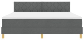 Boxspring ágy matraccal &amp; LED sötétszürke 180x200 cm szövet