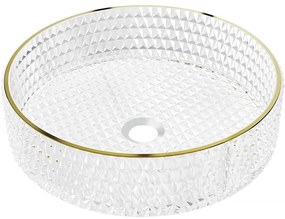 Mexen Aura üvegből készült mosdókagyló 39 x 39 cm, átlátszó/arany - 24013905