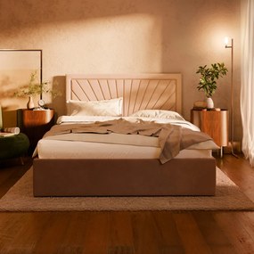 Vasto kétszemélyes ágykeret (matrac nélkül), szövet, 180 x 200, fekete