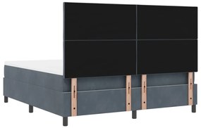 Boxspring Ágy Matraccal Sötétszürke Szuper Király Bársony