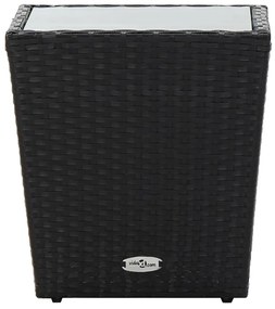vidaXL fekete polyrattan és edzett üveg teázóasztal 41,5x41,5x43 cm