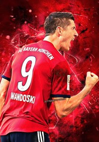 Poszter, Robert Lewandowski, #9 , Bal, RL9, Lengyel