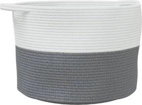 vidaXL szürke és fehér pamut szennyeskosár Ø55 x 36 cm