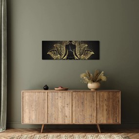 Egy lótuszvirág sziluettjének képe (órával) (90x30 cm)