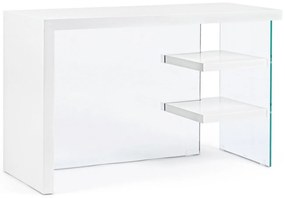 LOMANTE modern üveg íróasztal - fehér