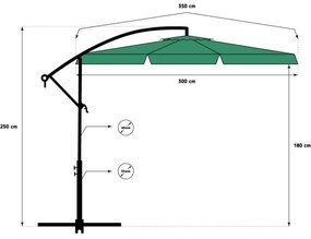 Kerti napernyő állvánnyal - sötétzöld